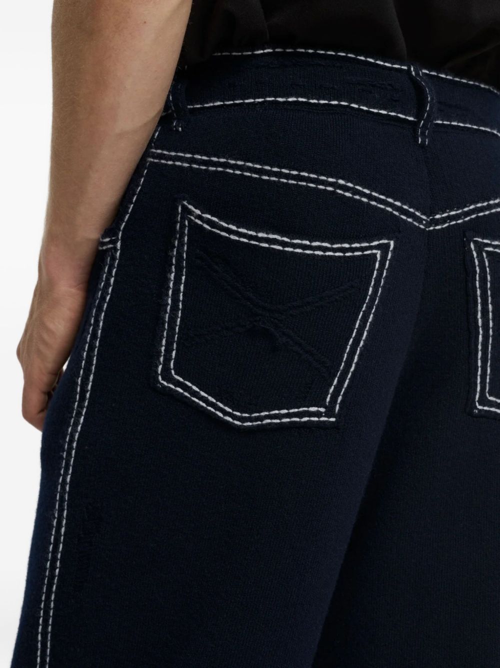 contrast-stitch wool trousers