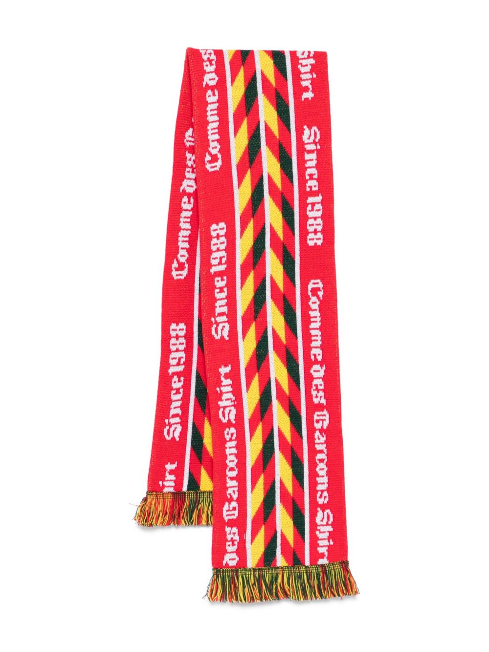 chevron-pattern fringed scarf