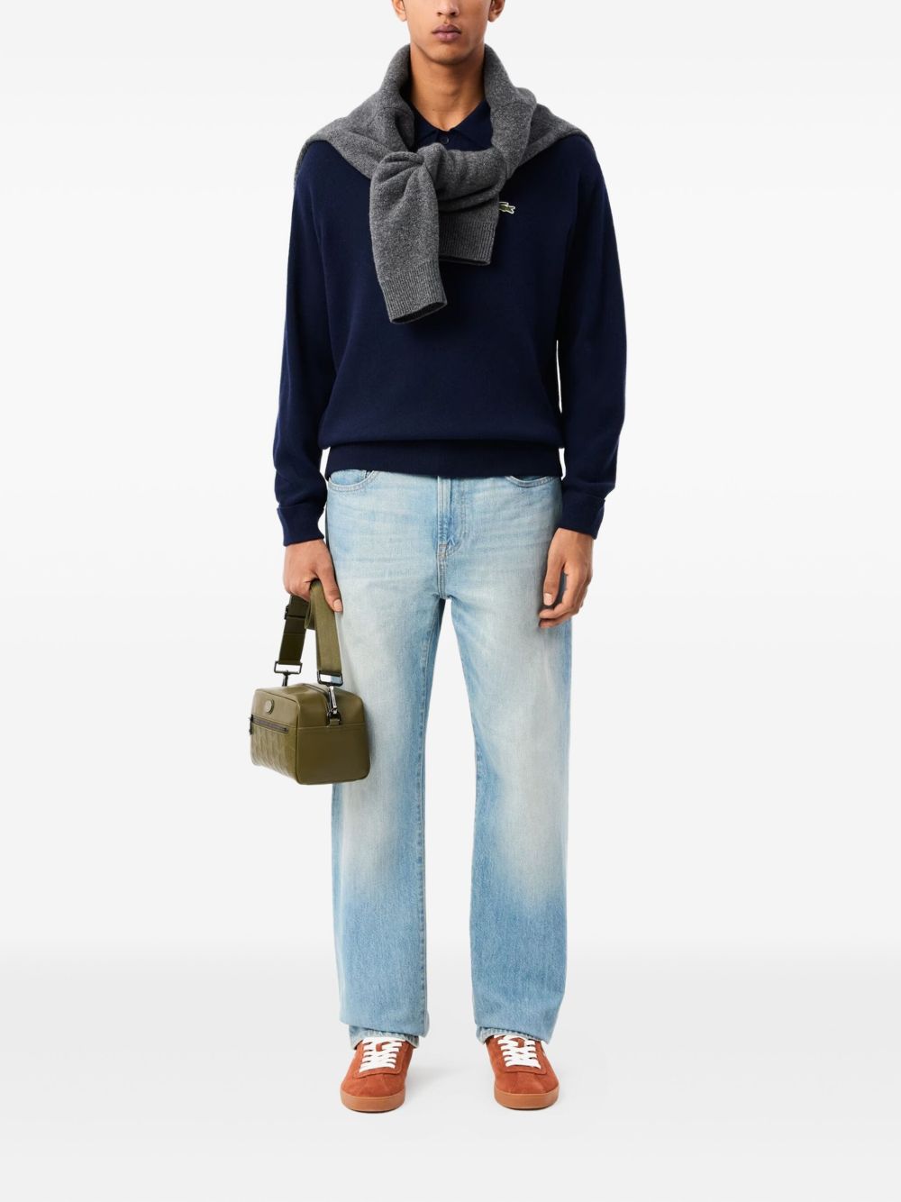 long sleeve wool polo shirt