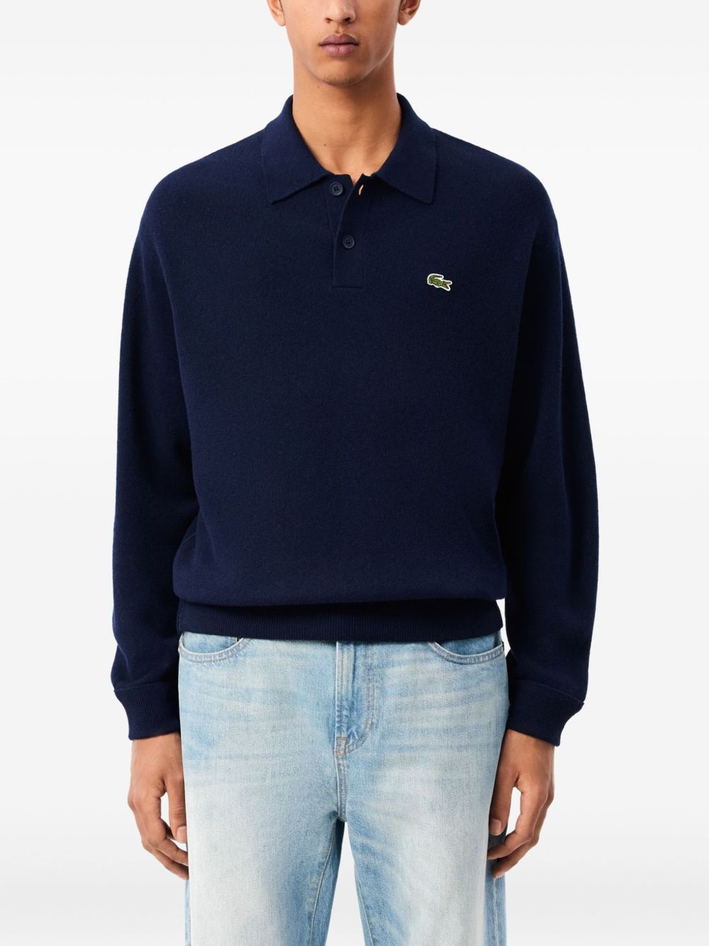 long sleeve wool polo shirt