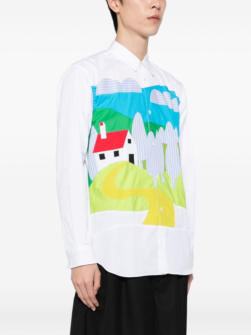 graphic-appliqué shirt