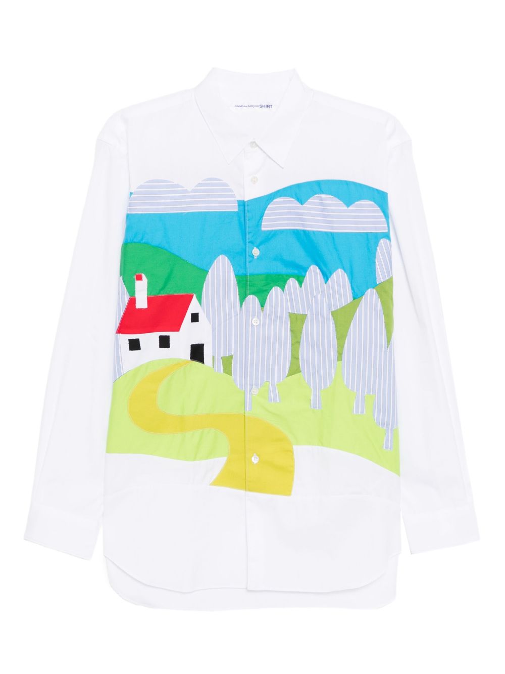 graphic-appliqué shirt