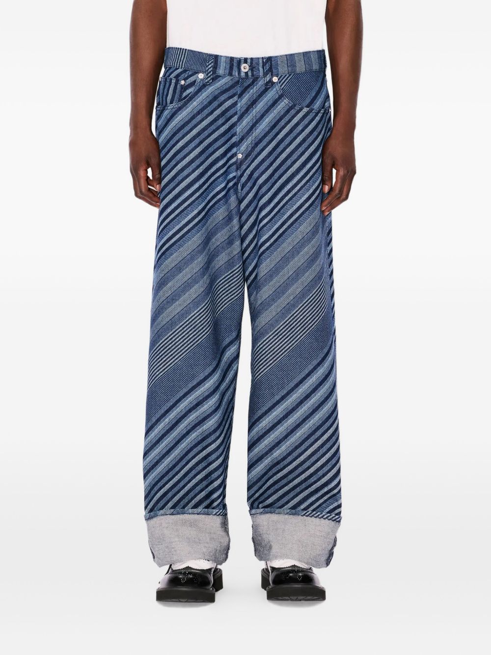 Diagonal Stripe cotton trousers
