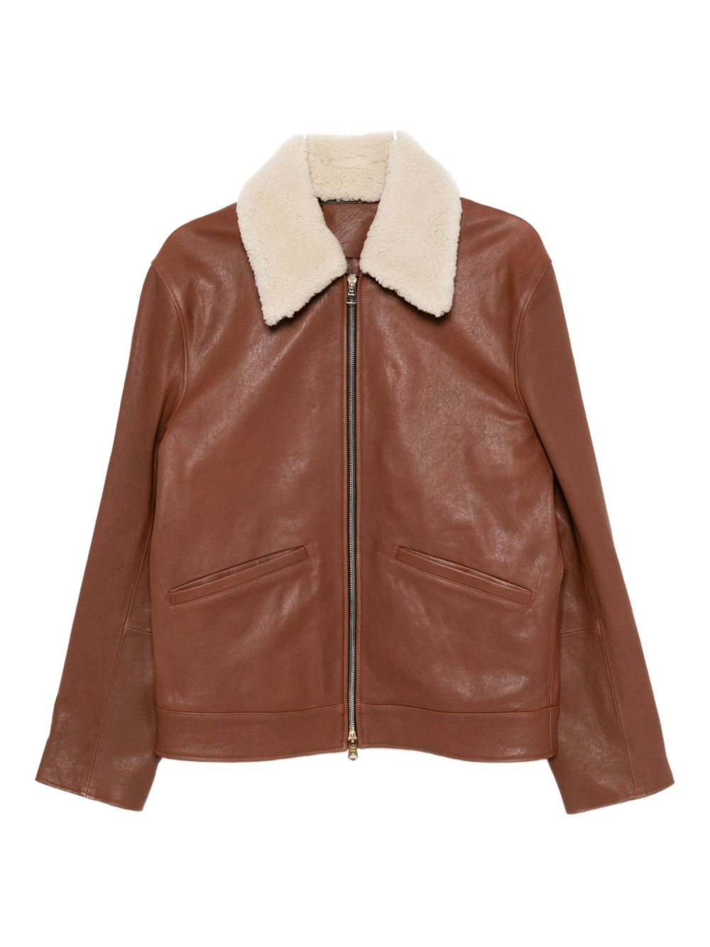 collared leather jacket