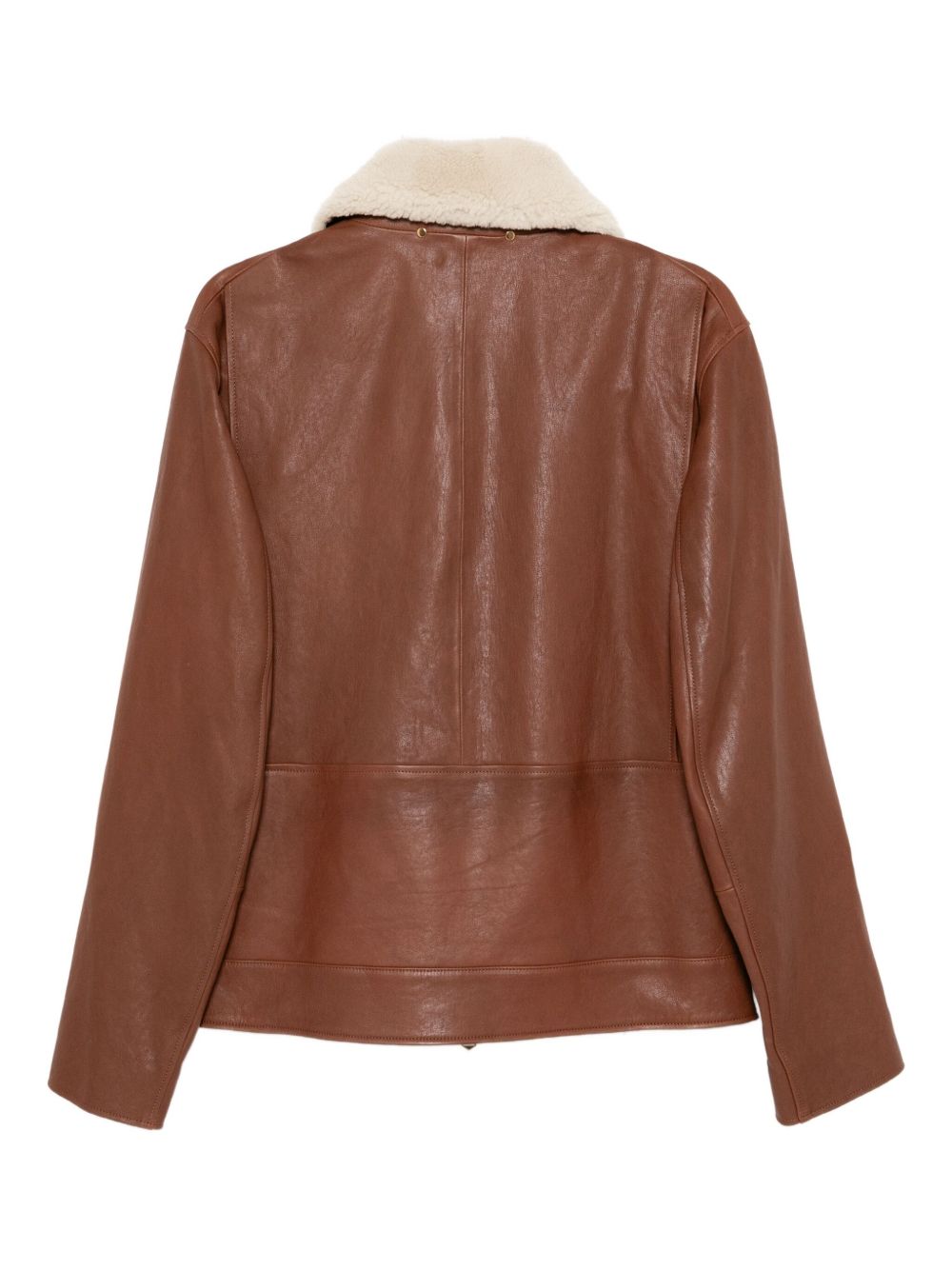 collared leather jacket