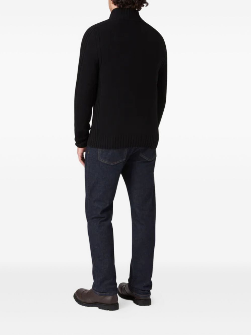 ribbed-knit half-zip sweater