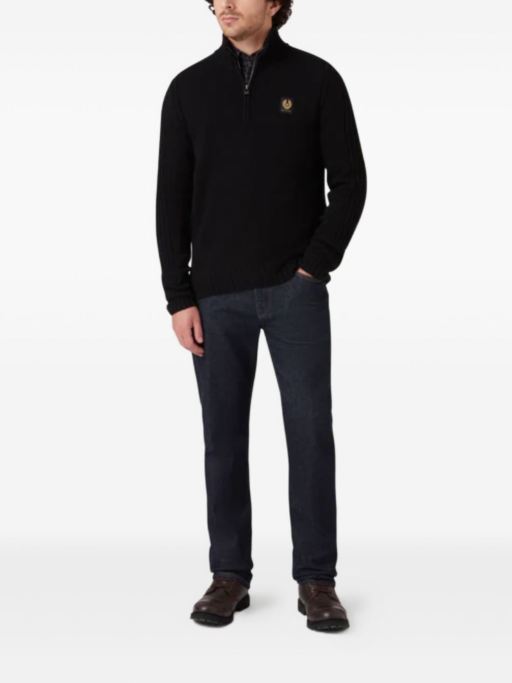 ribbed-knit half-zip sweater
