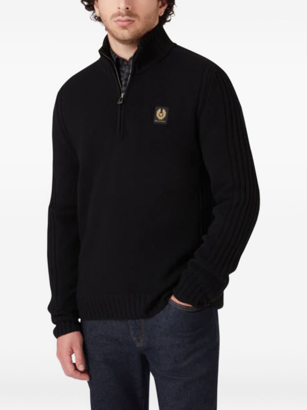 ribbed-knit half-zip sweater