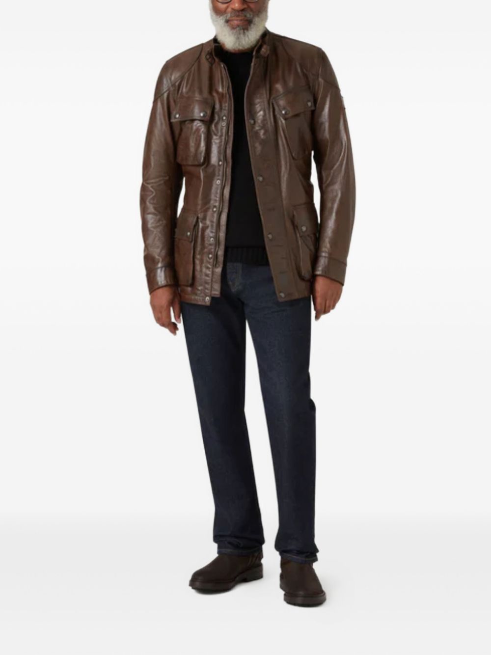 Trialmaster belted leather jacket