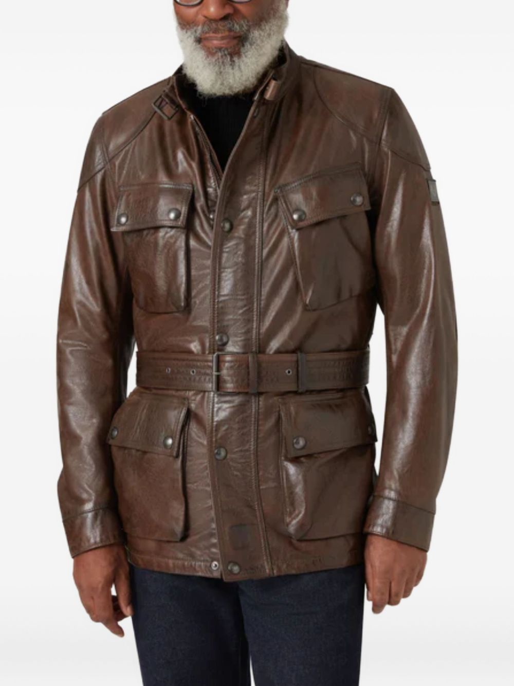 Trialmaster belted leather jacket