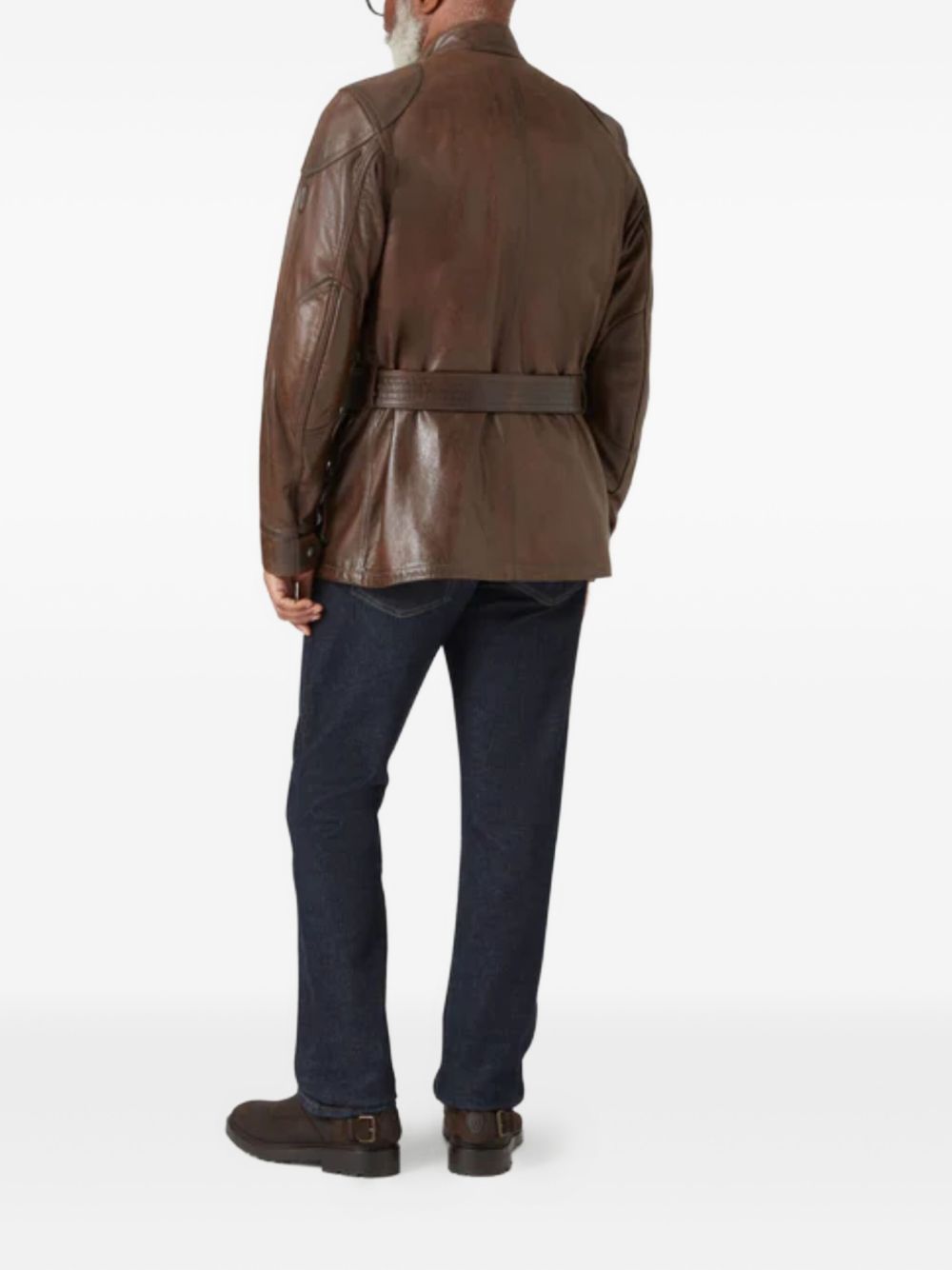 Trialmaster belted leather jacket