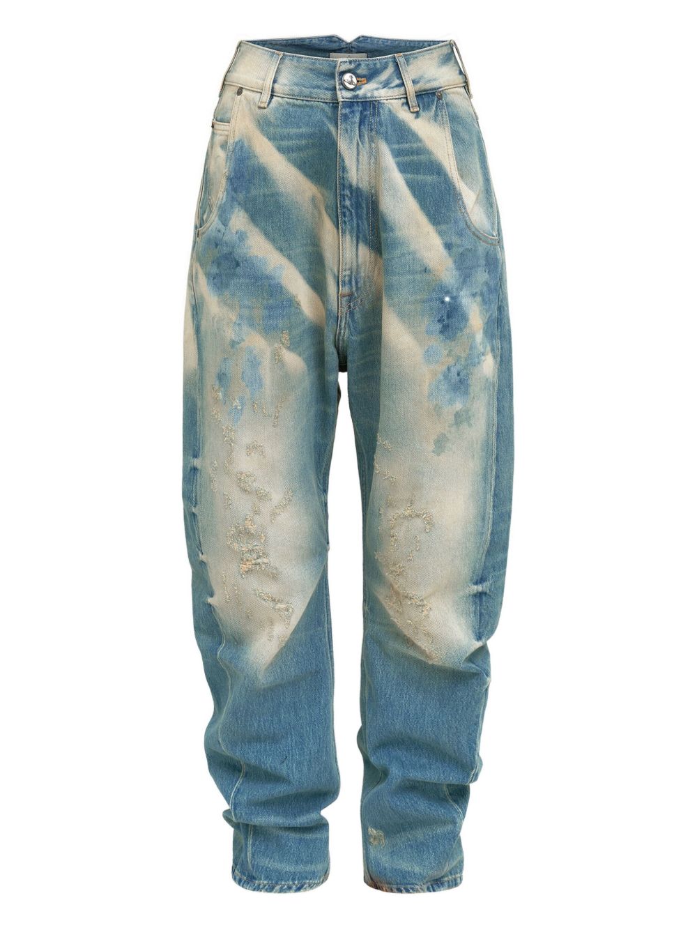 distressed-effect jeans