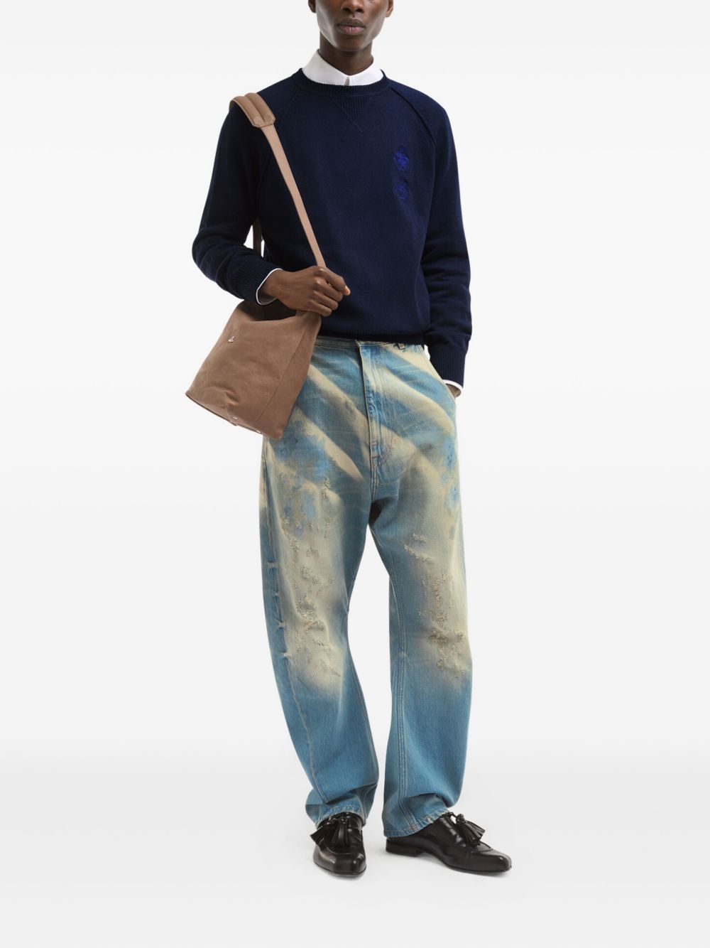 distressed-effect jeans