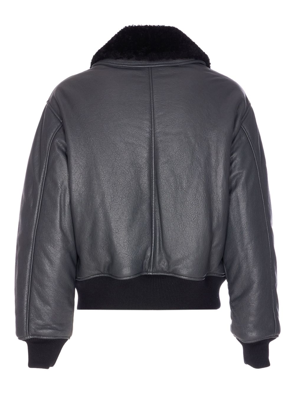zip-up leather bomber jacket