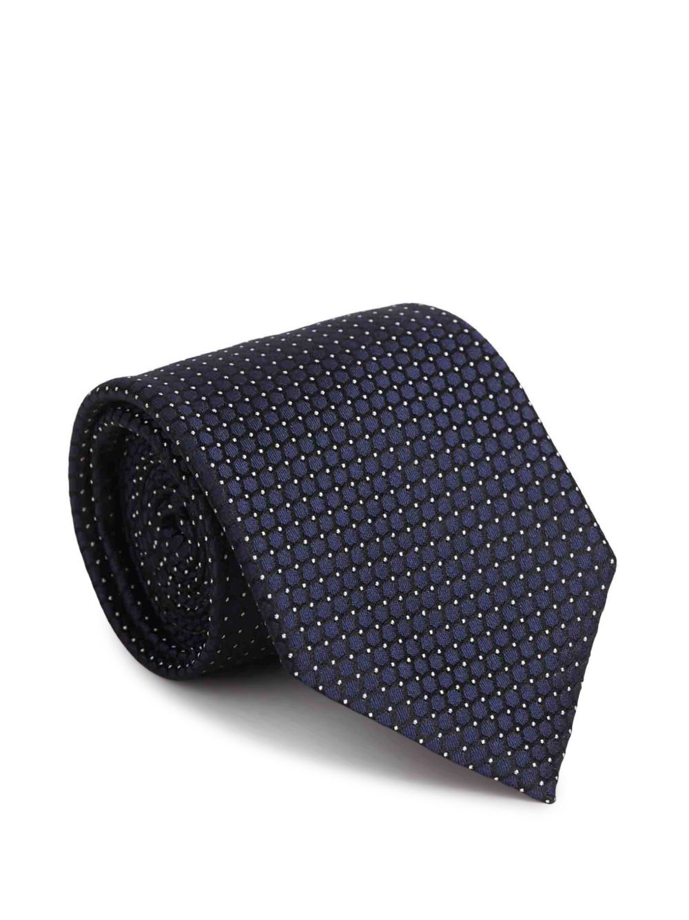 geometric-pattern silk tie