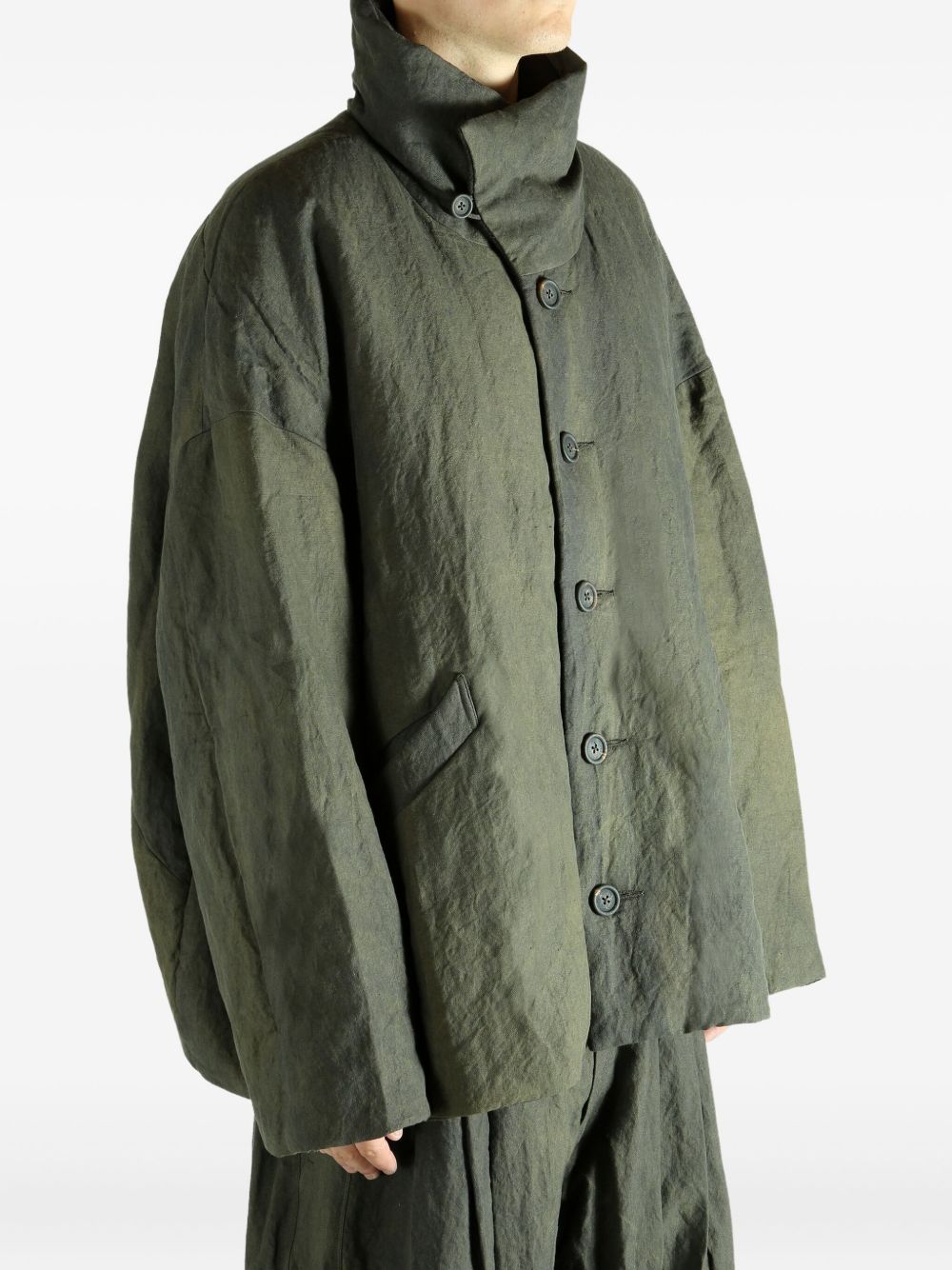 buttoned funnel-neck jacket