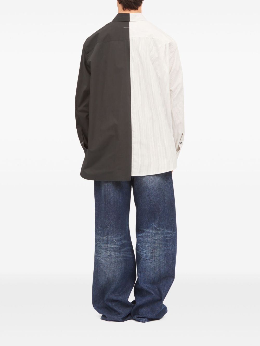 two-tone long-sleeved shirt