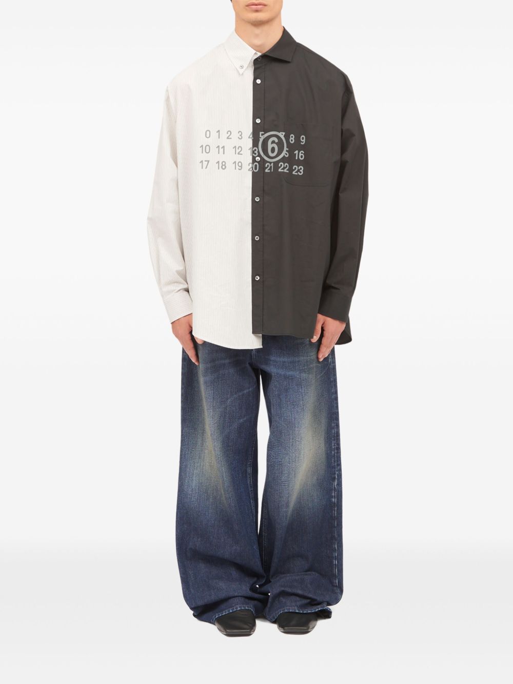 two-tone long-sleeved shirt