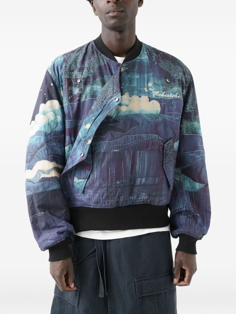 6227 Boro Crane Monk MA1 printed bomber jacket