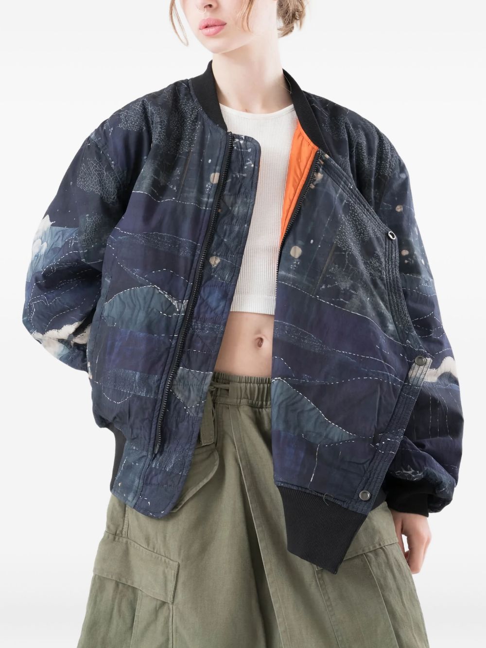 6227 Boro Crane Monk MA1 printed bomber jacket