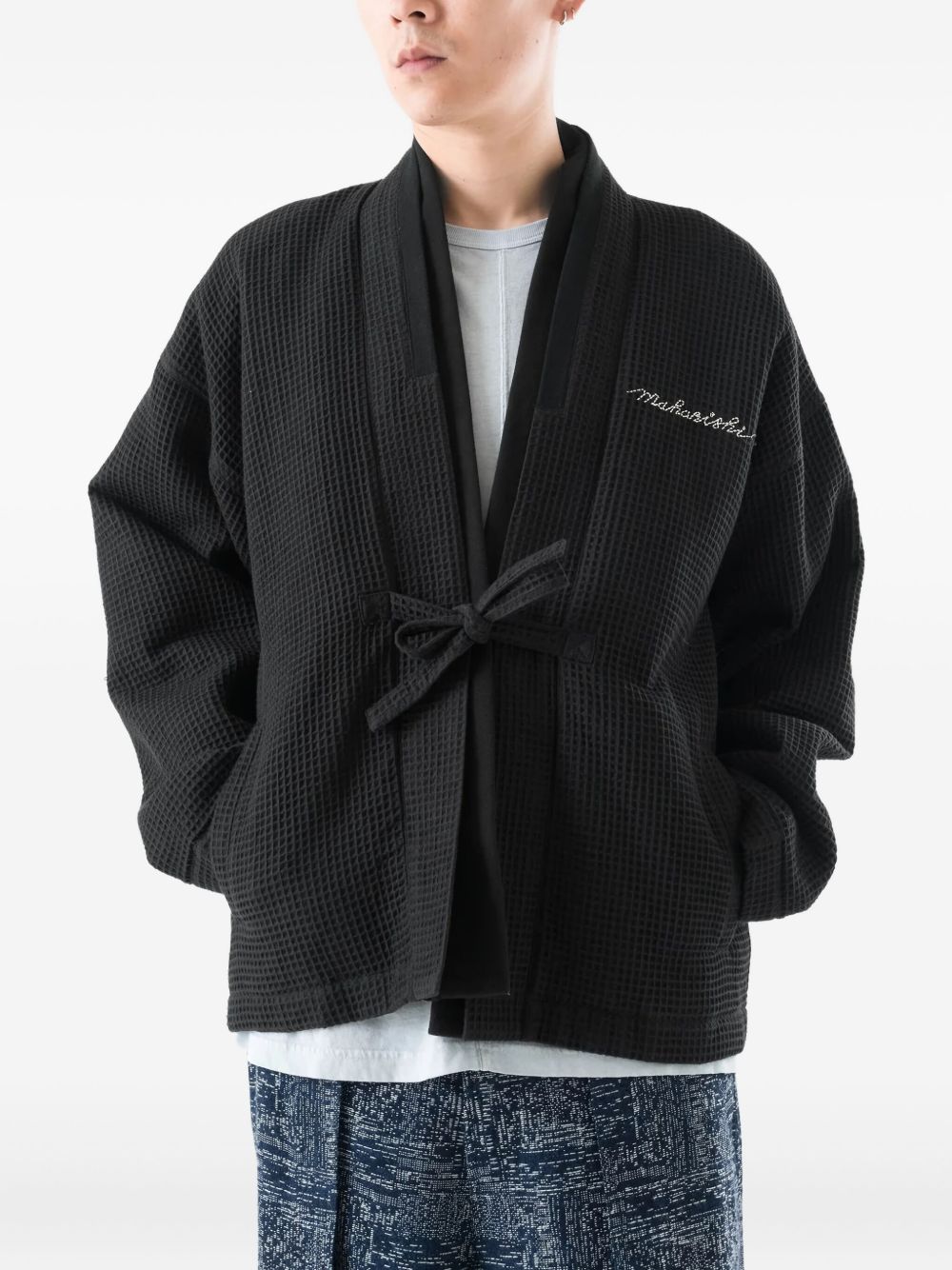 embroidered waffle jacket