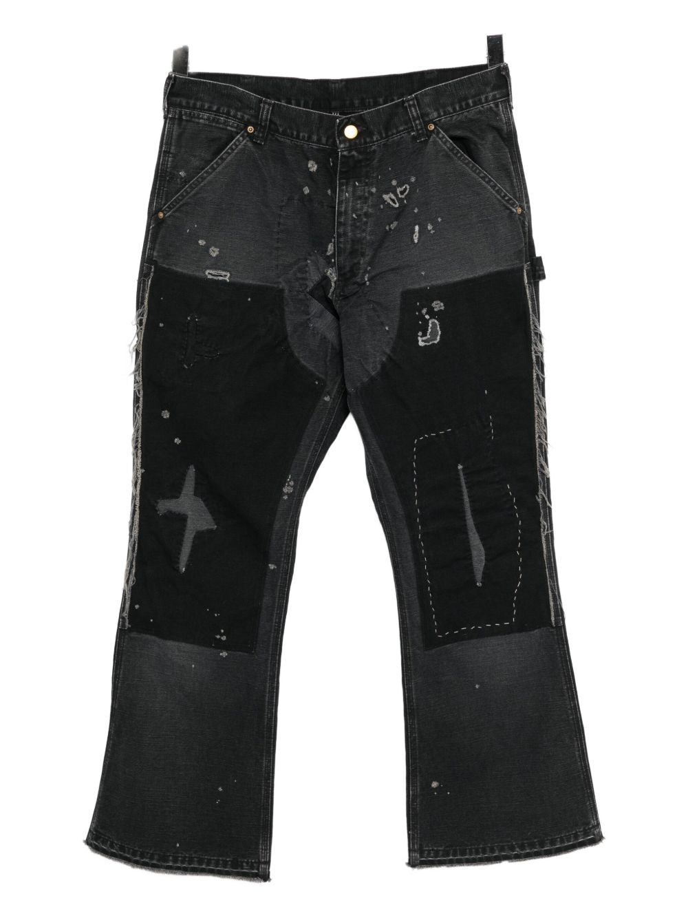 patchwork bootcut jeans