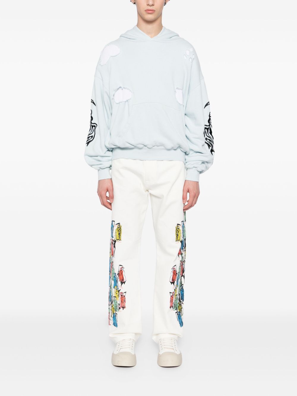 graphic-print jeans