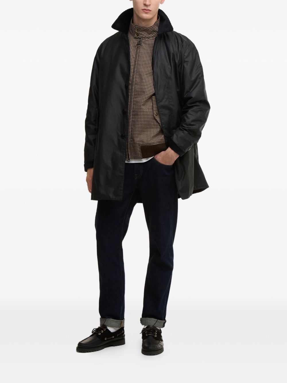 corduroy-collar cotton single-breasted coat