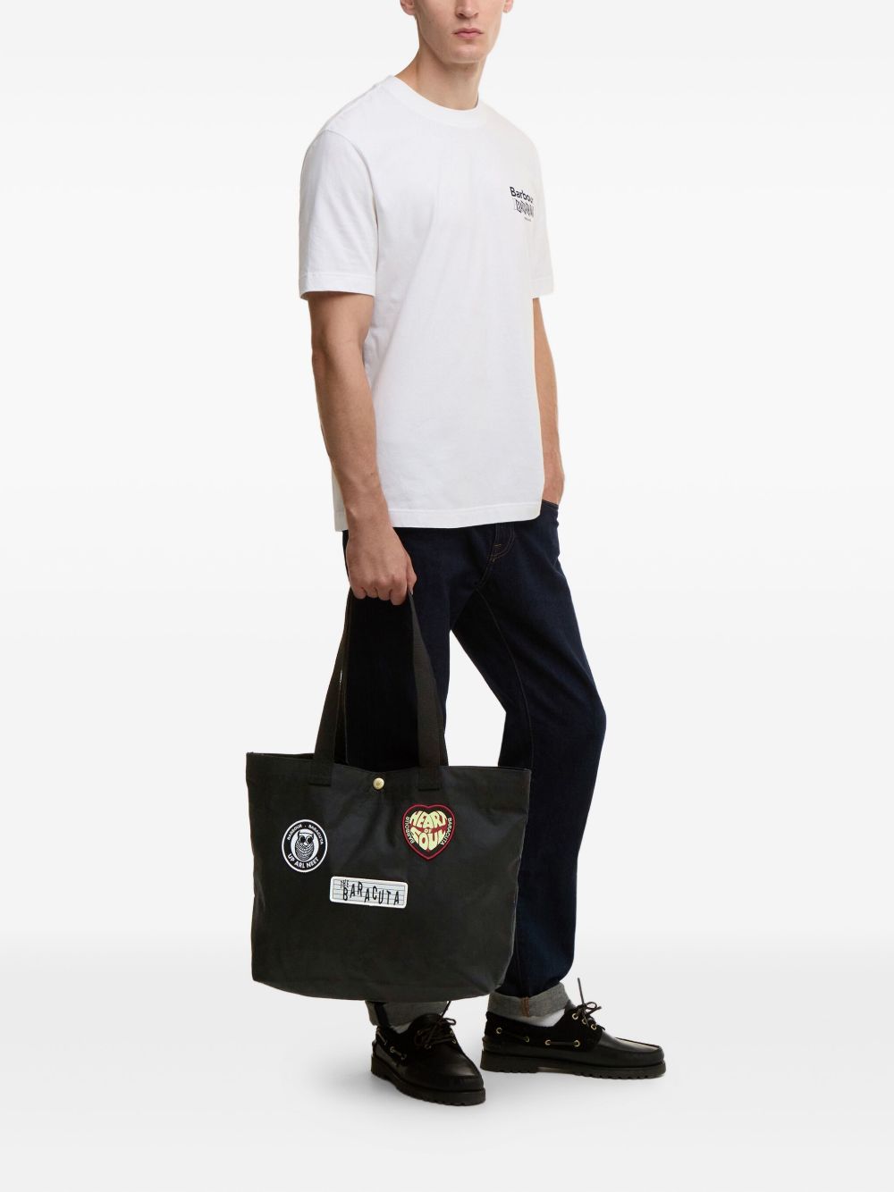 appliqués handle tote bag