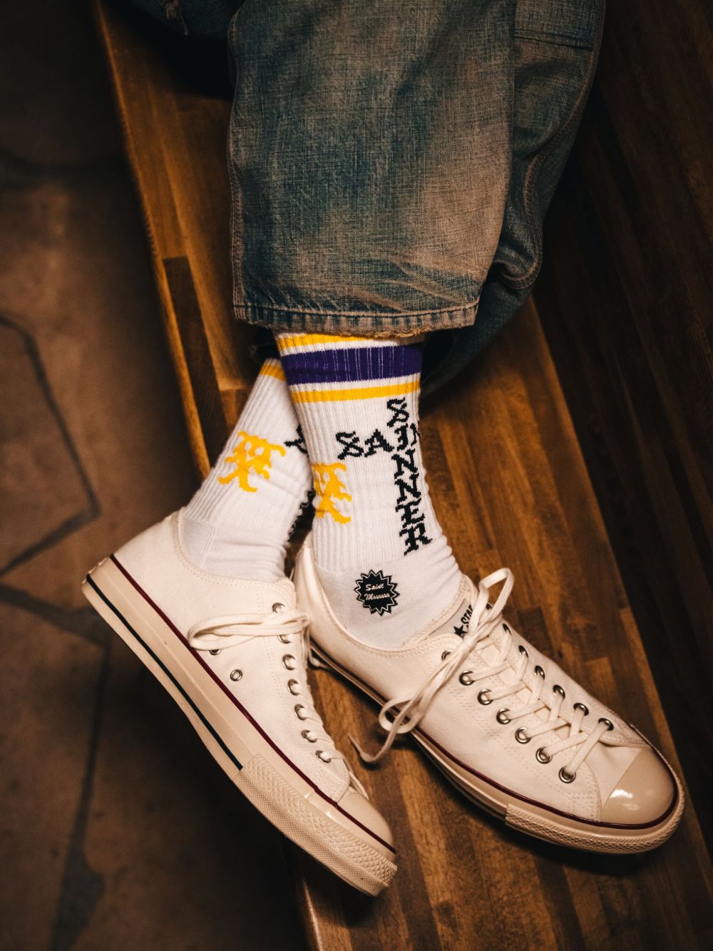 striped logo socks