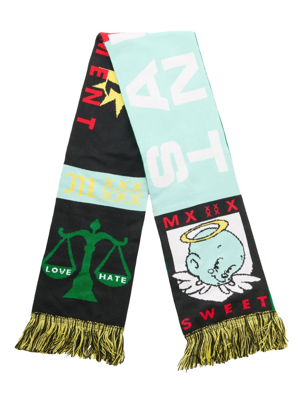 fringe graphic scarf