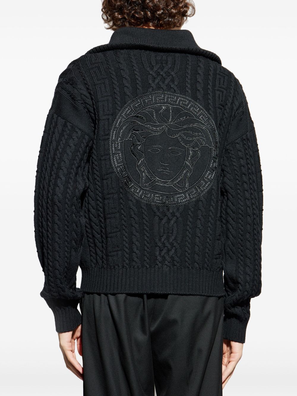 zip-up cable-knit cardigan