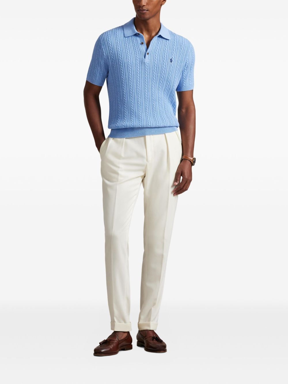 cable-knit polo shirt