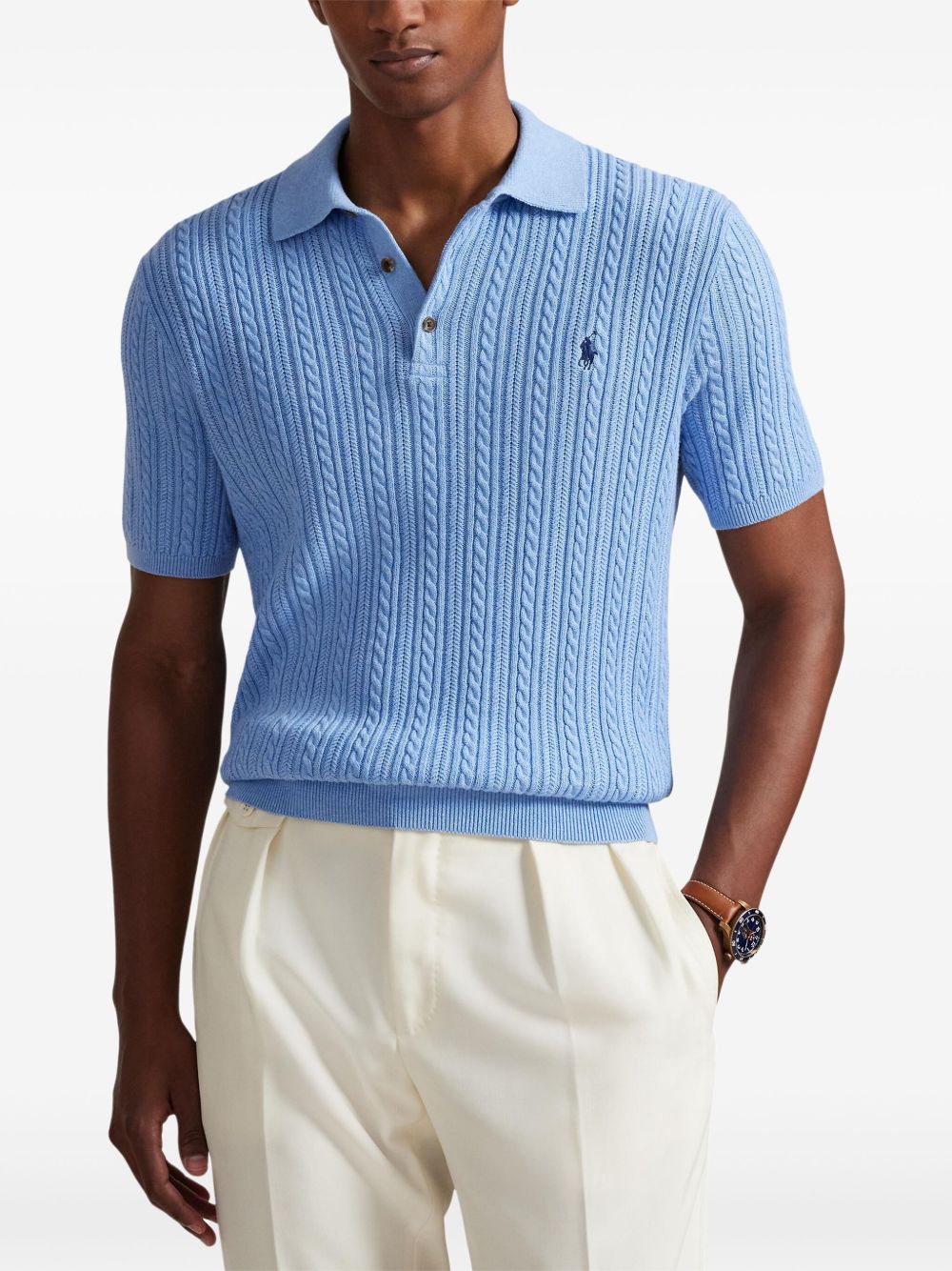 cable-knit polo shirt