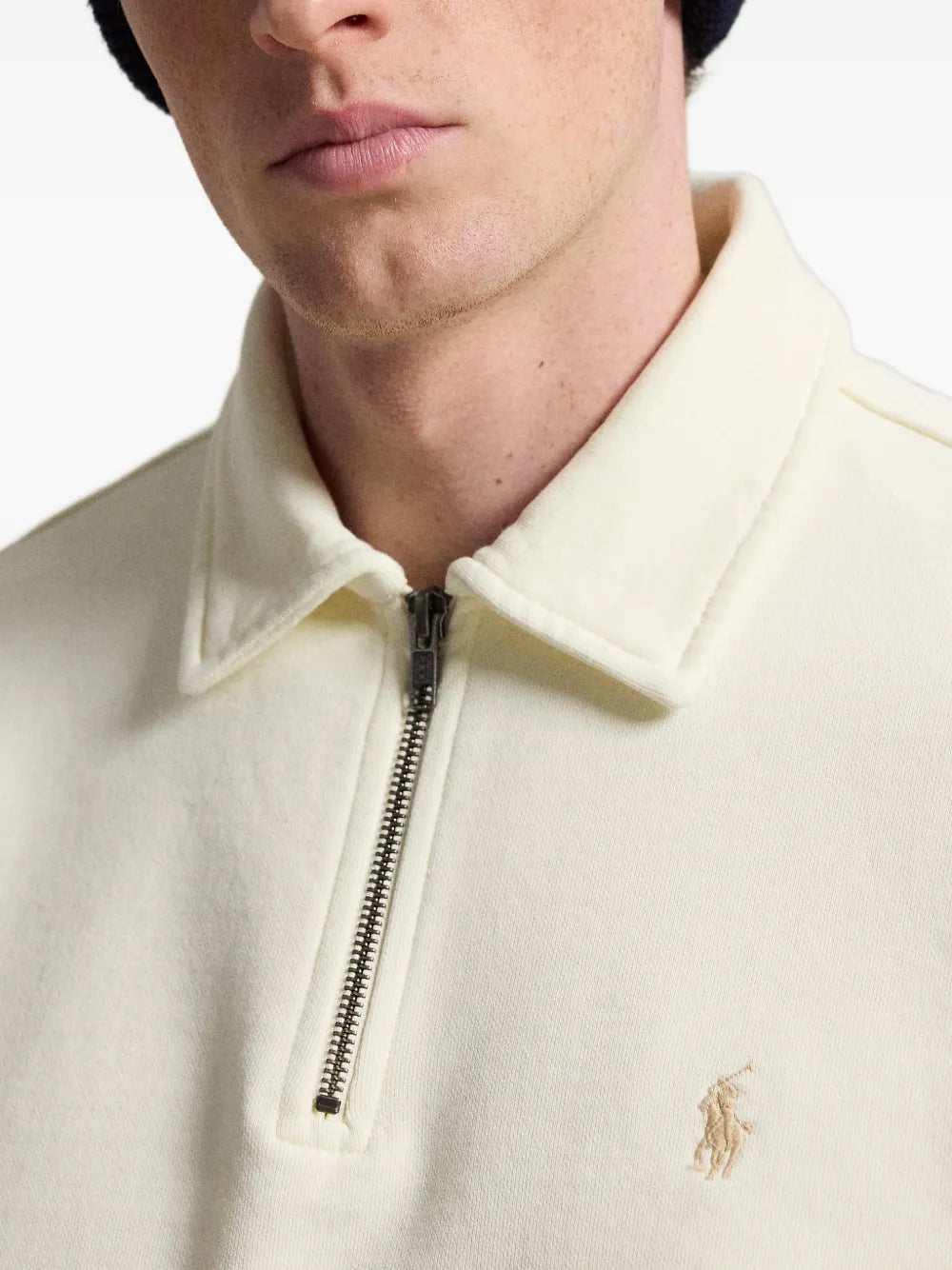 quarter-zip logo-embroidered polo shirt