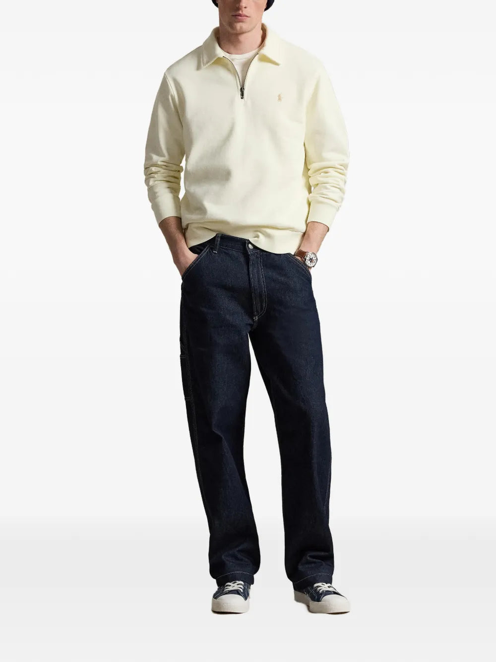 quarter-zip logo-embroidered polo shirt