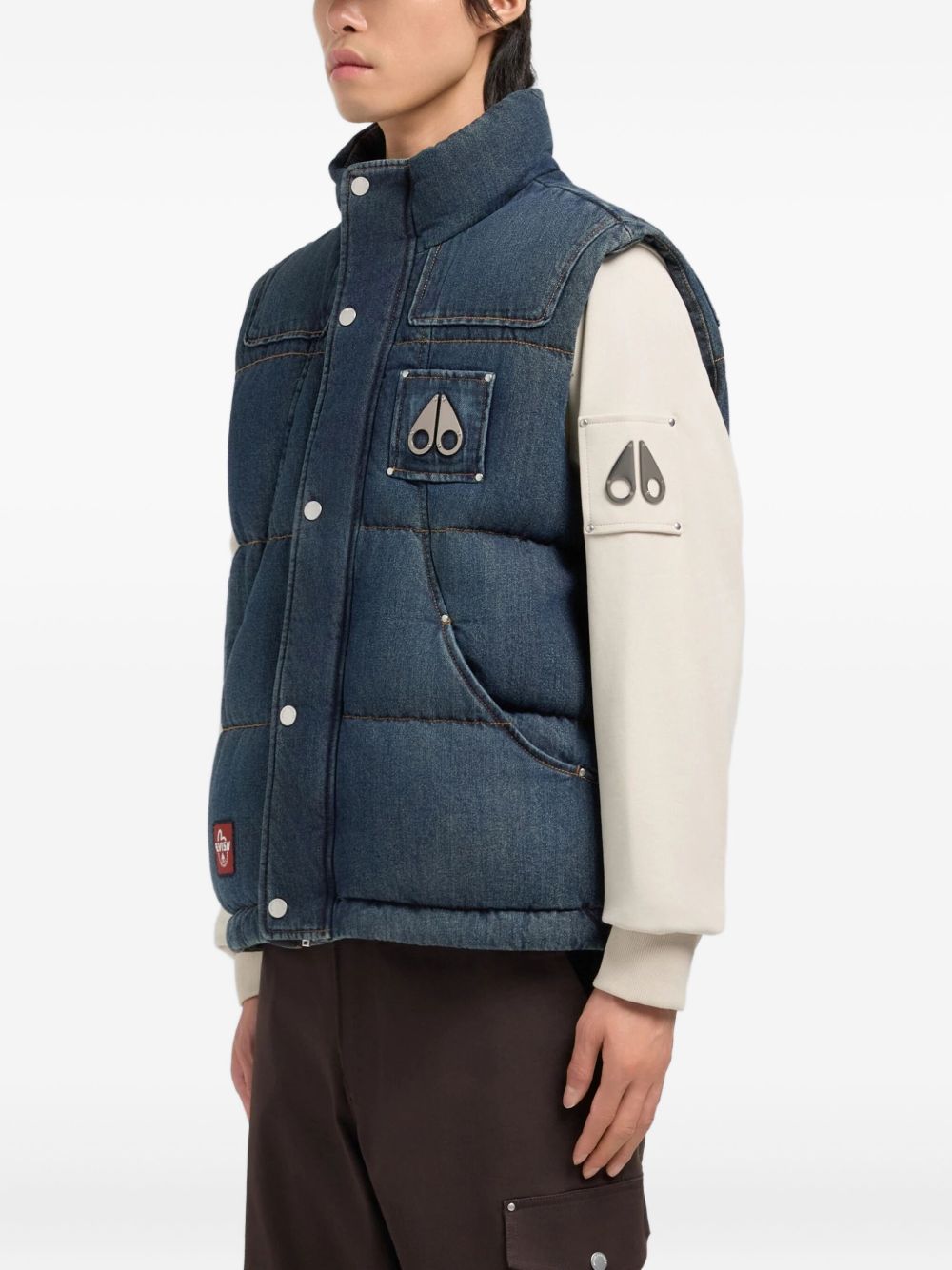 x Evisu padded logo-patch vest