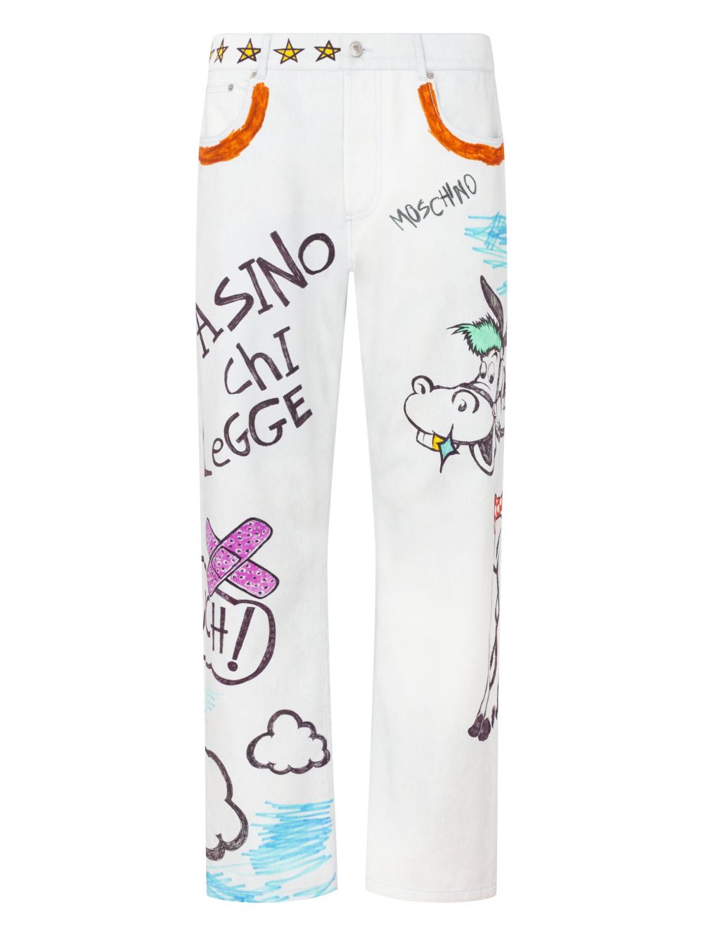 cartoon-print cotton trousers