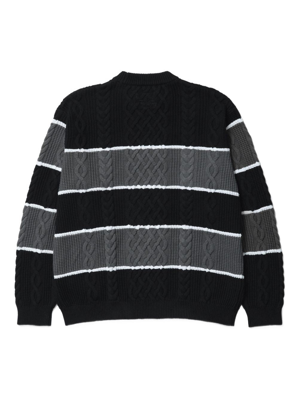 striped cable-knit sweater