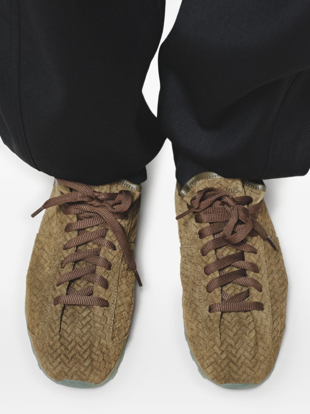 embossed lace-up trainers