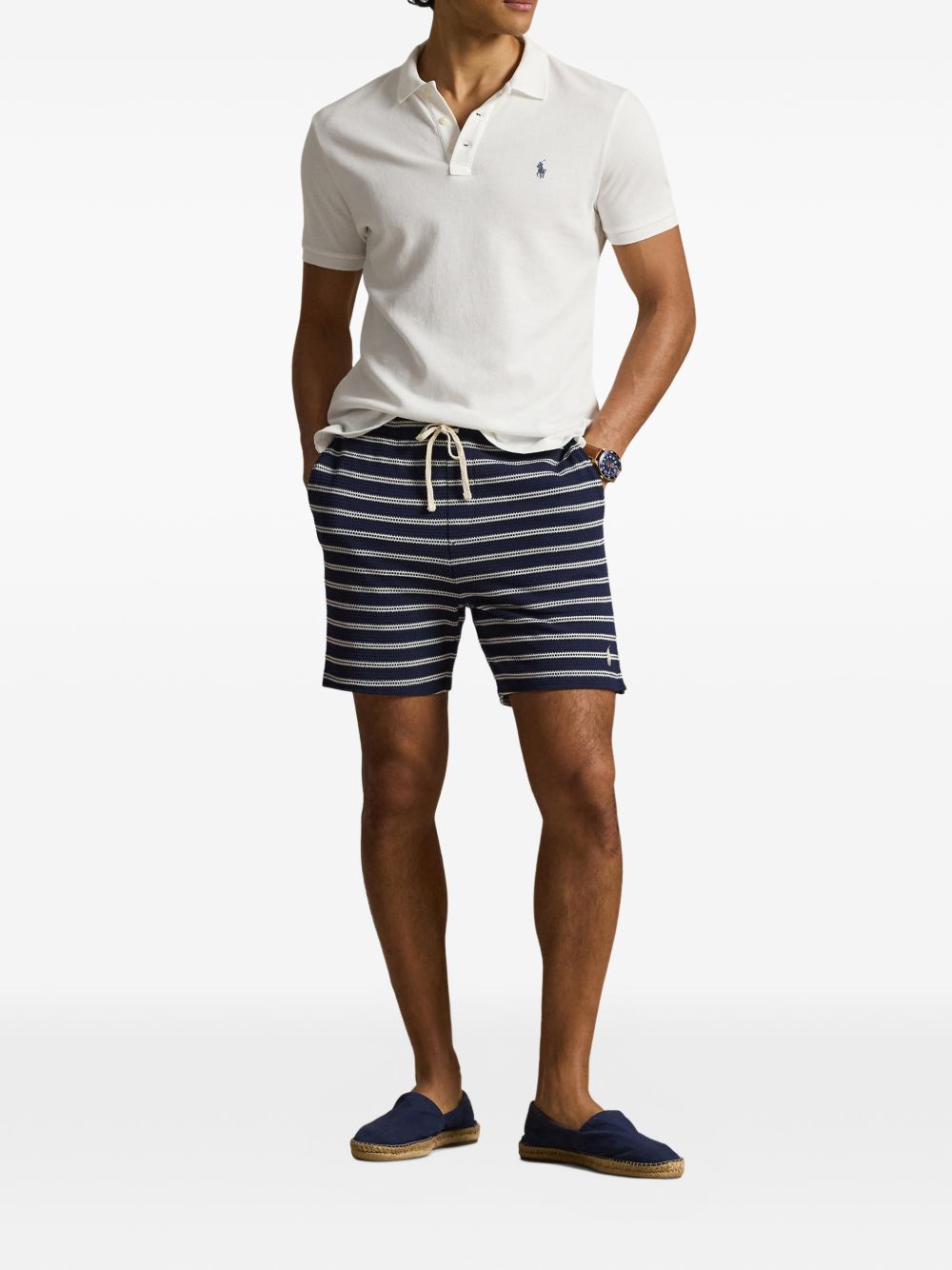 striped drawstring shorts