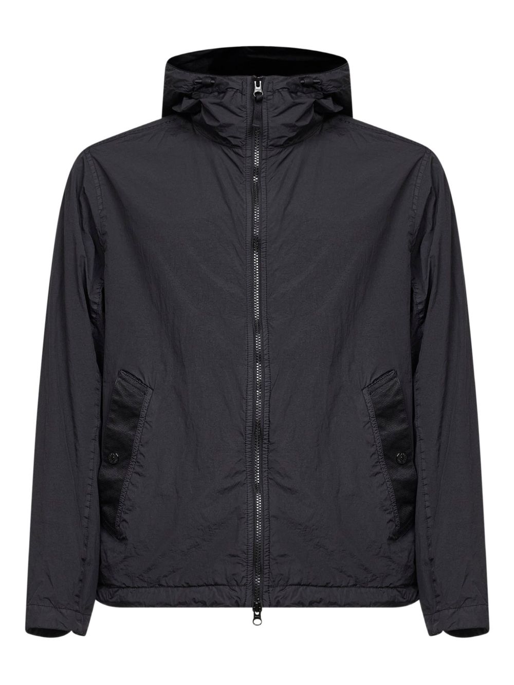 blue hooded jacket