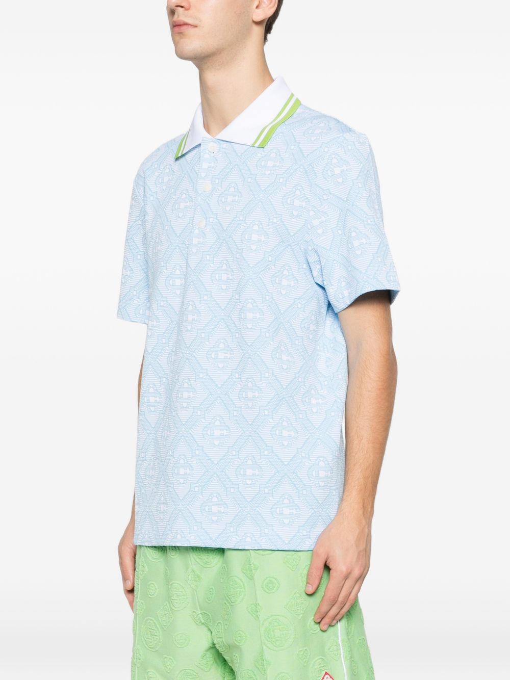 logo-pattern polo shirt