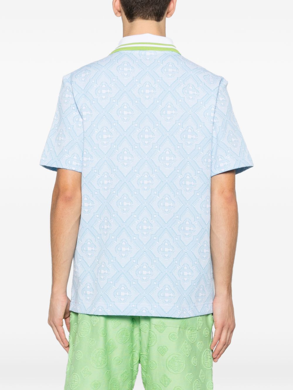 logo-pattern polo shirt