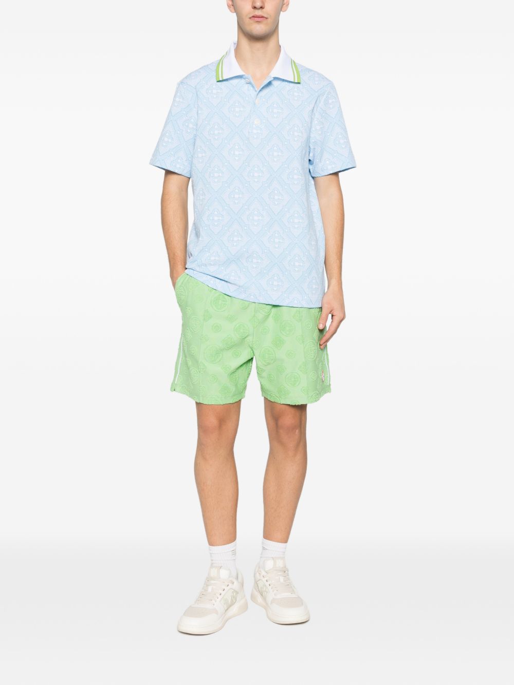 logo-pattern polo shirt
