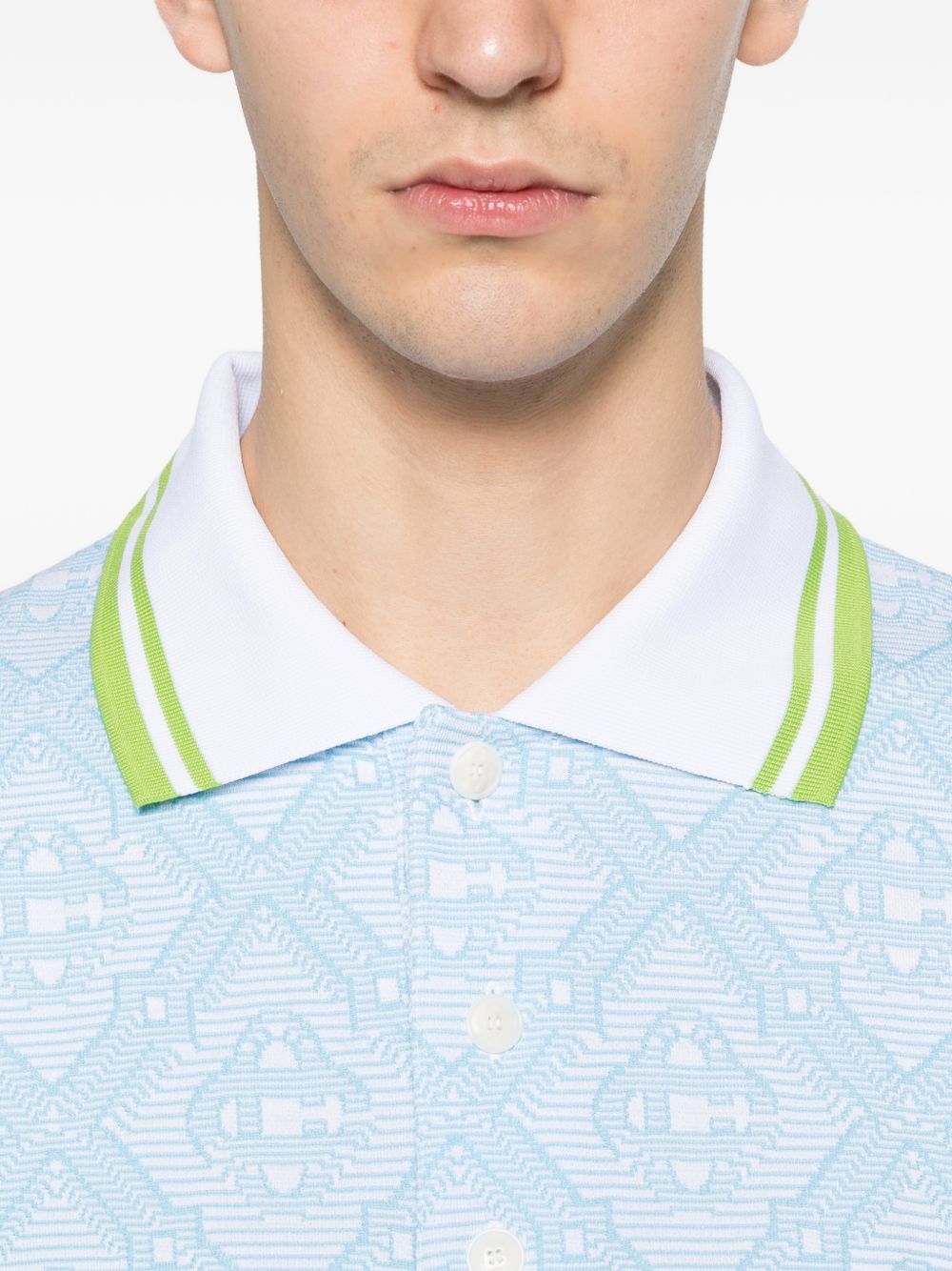 logo-pattern polo shirt