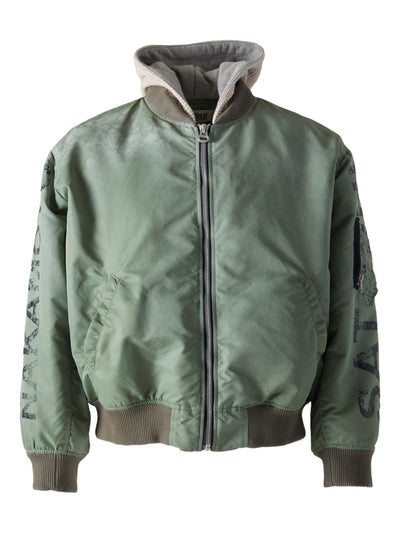 Hooded Graphic Bomber Jacket