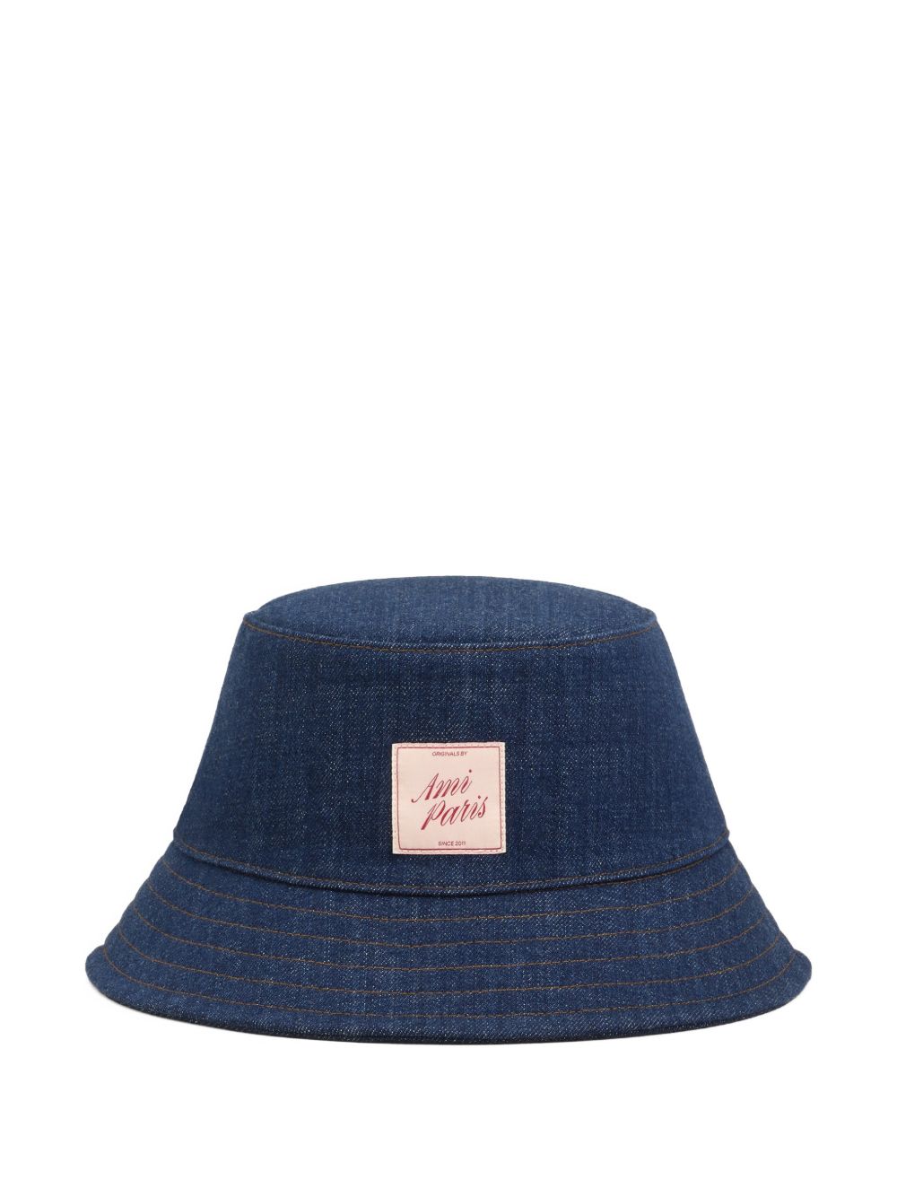 denim label-detail bucket hat
