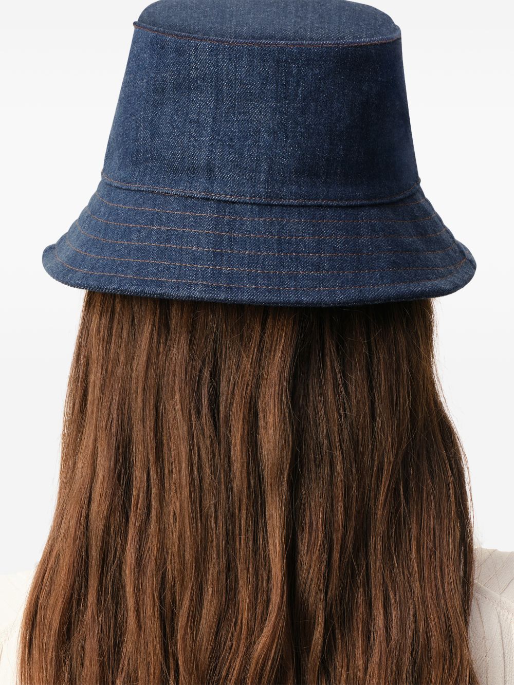 denim label-detail bucket hat