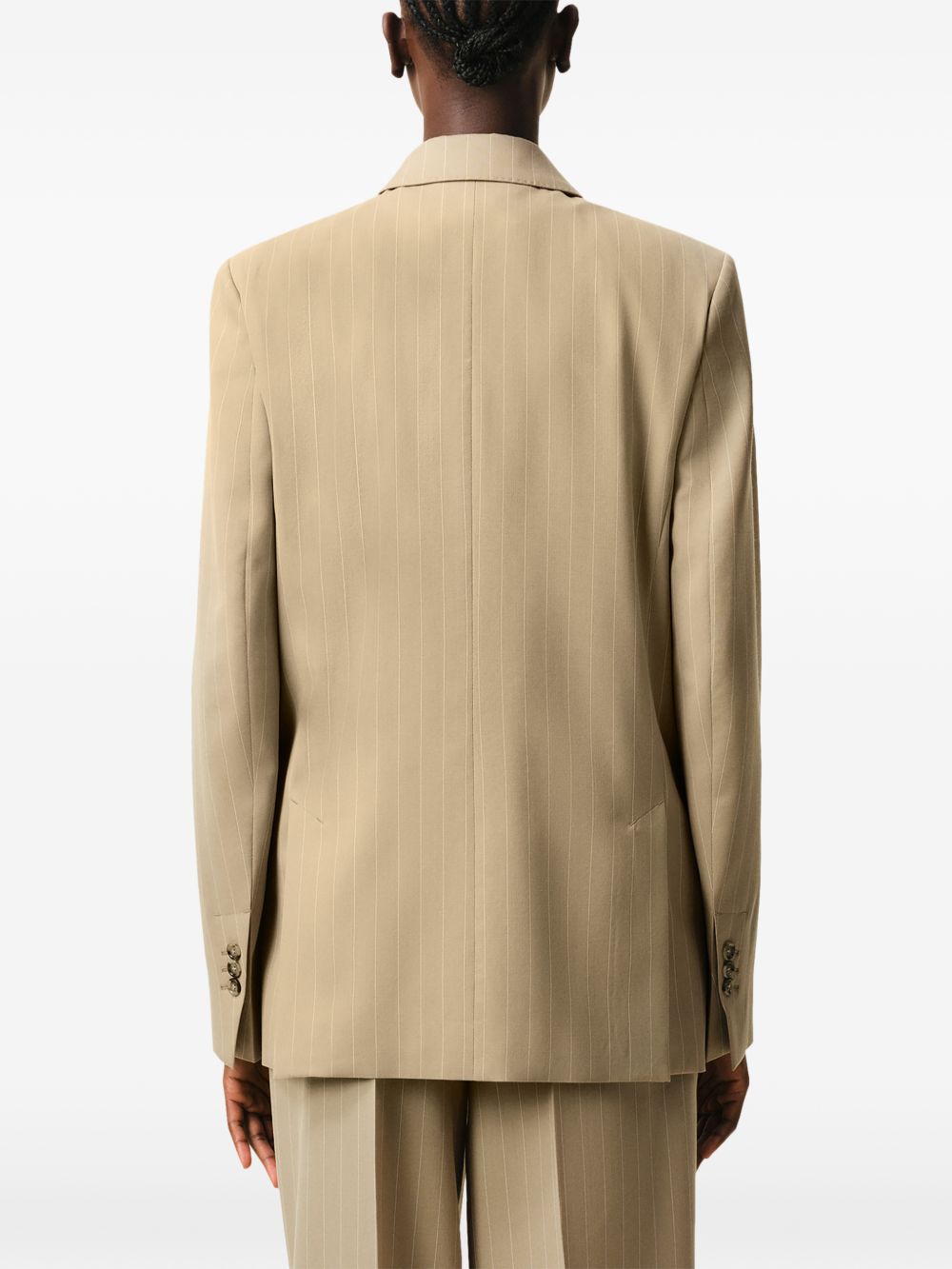 striped single-breasted blazer